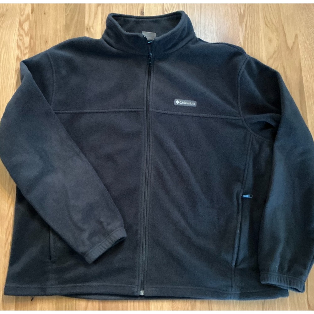 Columbia Full Zip Fleece Jacket Mens XXL‎ Black Outdoor Lightweight